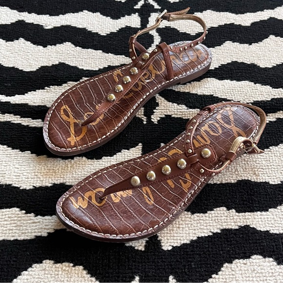 Sam Edelman Gig T-Strap Studded Thong Sandals Size 8 - Picture 3 of 6